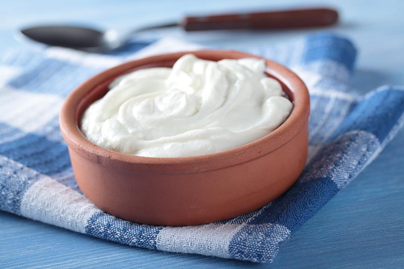 Greek yogurt in a pot