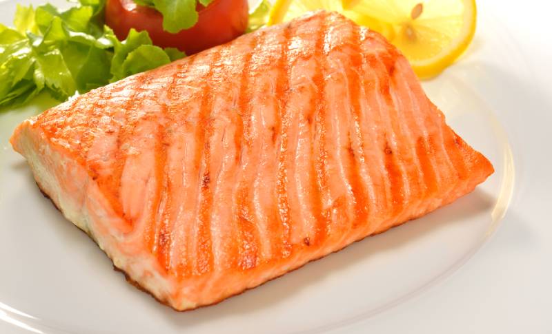 cooked salmon on plate